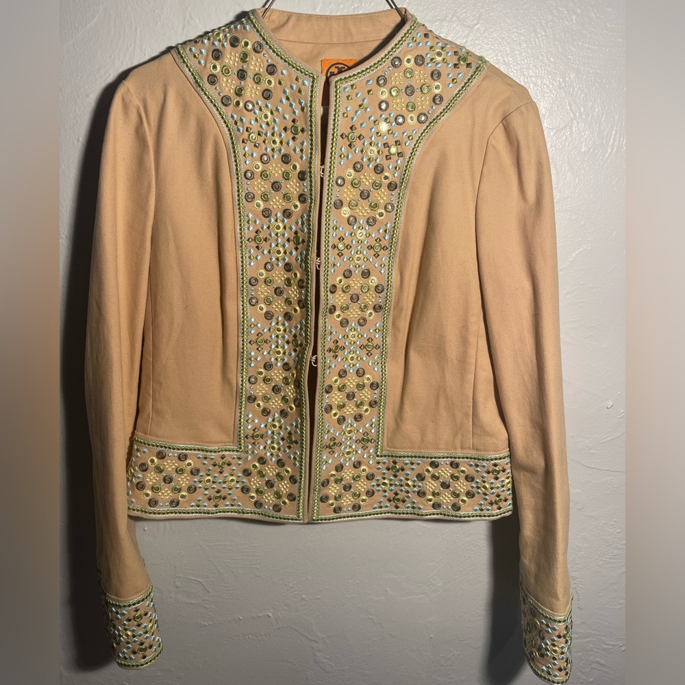 Tory Burch Embellished Cream Blazer